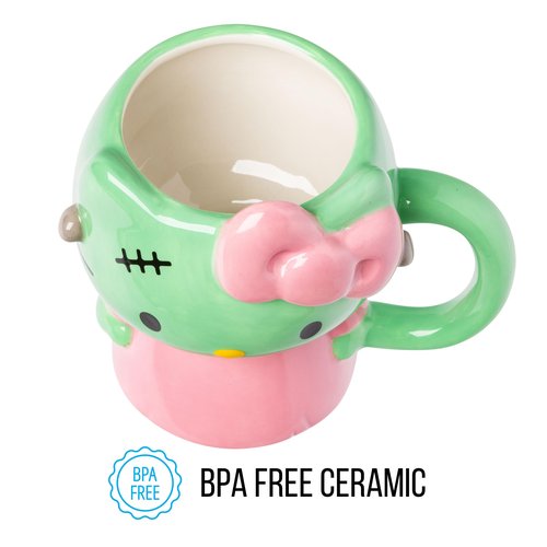 Silver Buffalo Sanrio Hello Kitty Halloween Frankenkitty Pink Dress Ceramic 3D Sculpted Mug, 20 Ounces