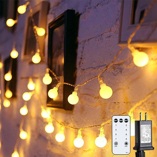 Globe String Lights - 43 Ft 100 LED Fairy Lights with Remote & Timer | Warm White Twinkle Decor for Indoor/Outdoor Use