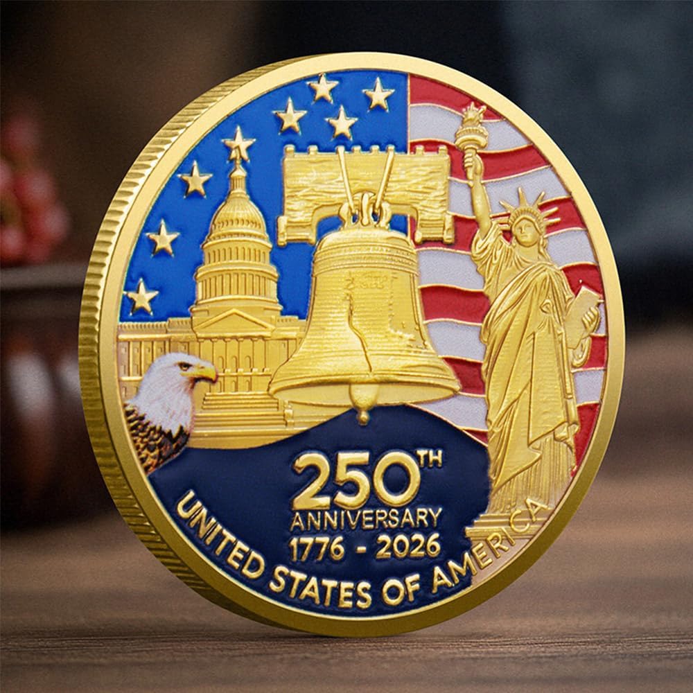 U.S. Army Commemorative Gold-Plated Challenge Coin - Double-Sided Military Collectible for Veterans, 1776-2026