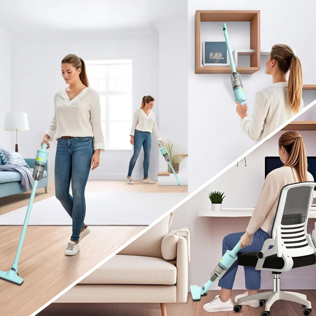 Skiennix 6-in-1 Rechargeable Stick Vacuum Cleaner - Handheld & Versatile for Home, Upholstery & Cars (Green)