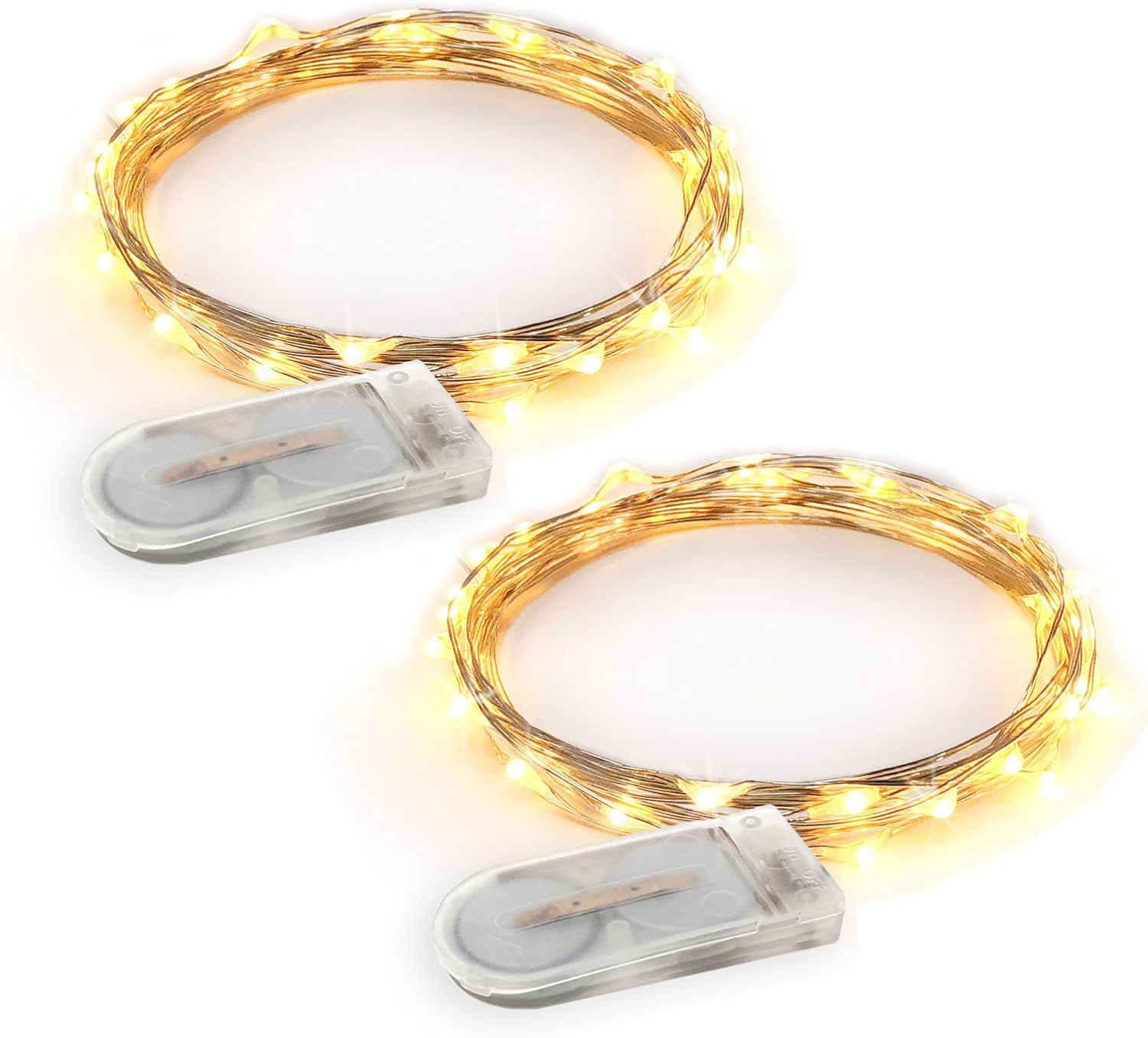 Skiennix 20 LED Warm White String Lights - 6.5 Feet Silver Wire, Battery Powered for Indoor/Outdoor Decor