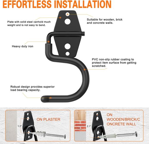 HUPBIPY Heavy-Duty Metal Garage Hooks - 6 Pack S Hooks for Tool Hangers & Storage Organizer