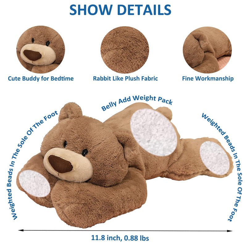 ronivia Weighted Stuffed Animals, Weighted Bear Stuffed Animal Toy Cute Brown Bear Plush Pillow Weighted Plush Animals Toy, 11.8"