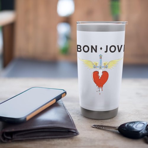 Official Bon Jovi Heart Dagger Stainless Steel Insulated Tumbler