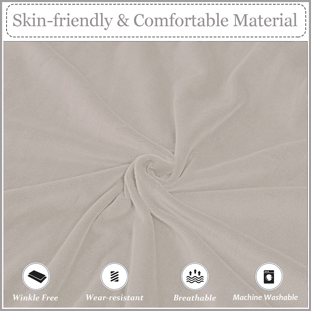 KELUINA Velvet Plush XL Dining Chair Covers, Stretch Chaircover, Spandex High Chairs Protector Covers Seat Slipcover with Elastic Band for Dining Chairs (Tauqe 1, Set of 4)