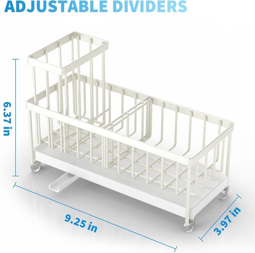 Cisily Kitchen Sink Caddy Organizer - Rustproof 304 Stainless Steel Sponge Holder (Cream, 9.25")