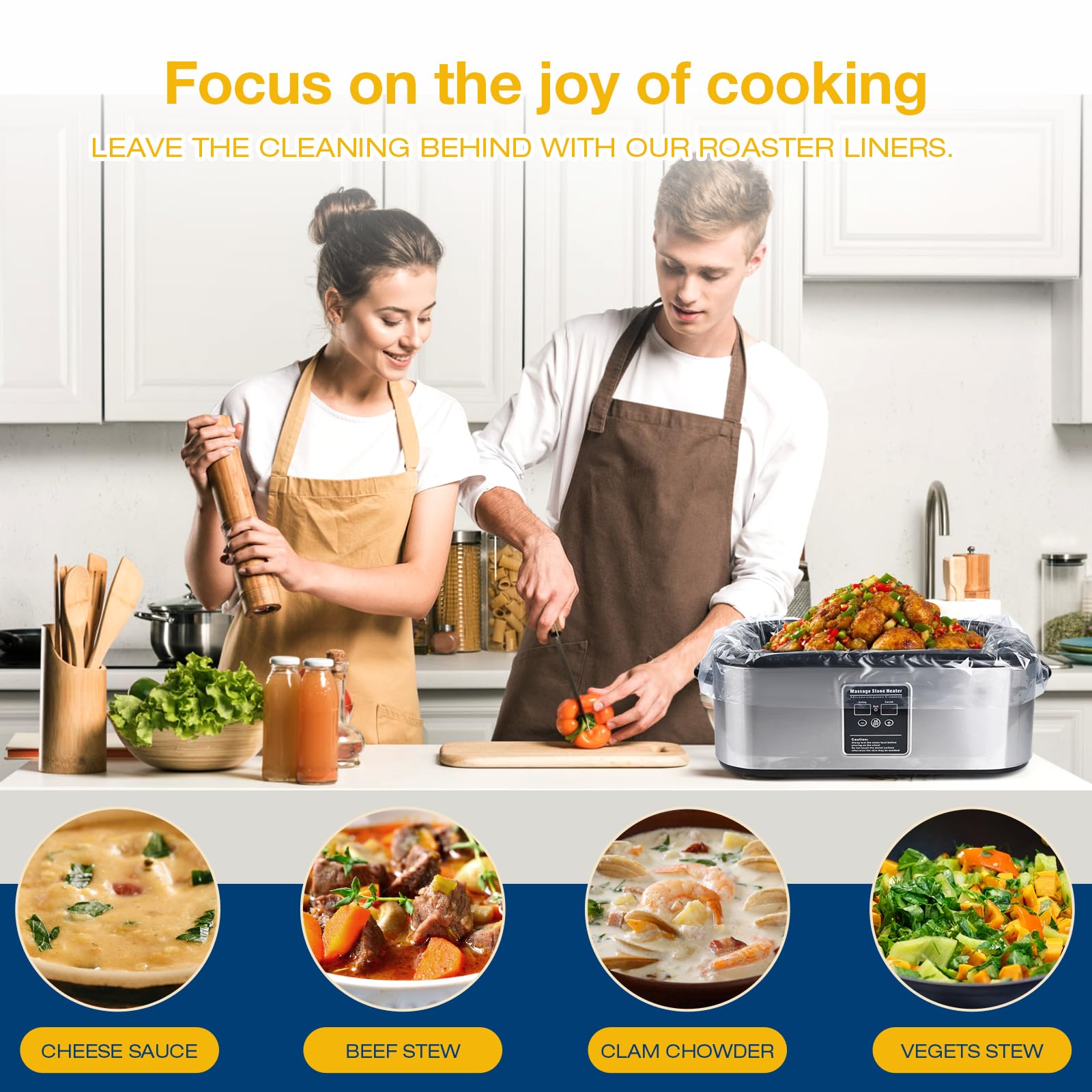 XSTWVM Electric Roaster Liners 34x18 Inch, 20 Count Disposable Roaster Liners Fits 16-22 Qt Roasters, Roaster Pan Oven Liners Plastic Cooking Bags for Instant Cleanup