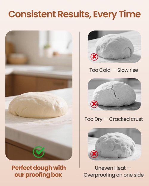 LIFVCNT Bread Proofer & Dough Proofing Box – Foldable Sourdough Fermentation Box with Adjustable Temperature (68–132℉), 0–99H Timer, Metal Rack & Water Tray – Ideal for Yogurt, Pizza, Bread Baking