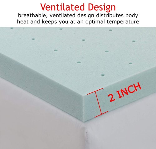 Empyrean Bedding Mattress Topper - 2 Inch Memory Foam Mattress Topper, Gel Infused Cooling Mattress Pad, Twin Size.