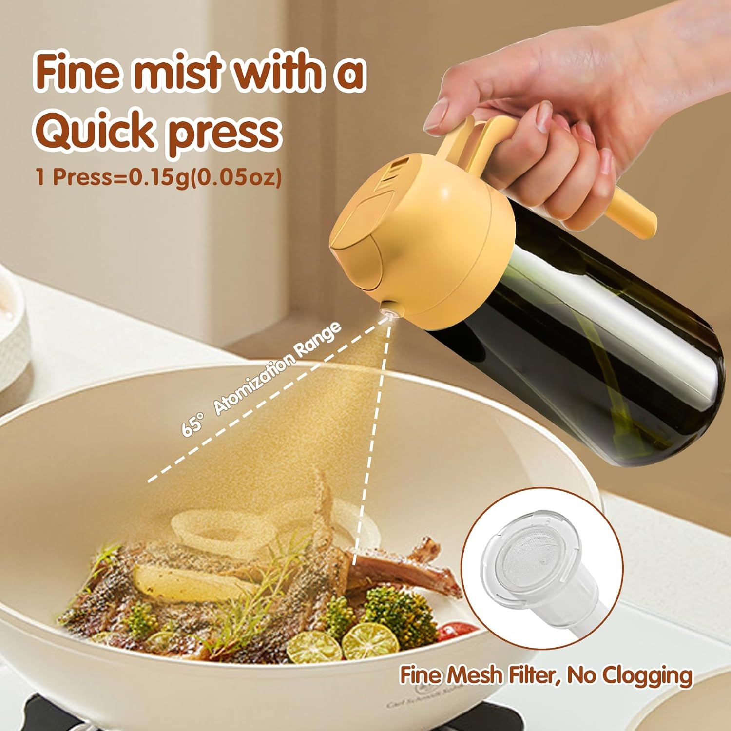 YARRAMATE Light-Blocking Dark Oil Sprayer - 16oz Olive Oil Dispenser Bottle, Premium Green Glass for Kitchen