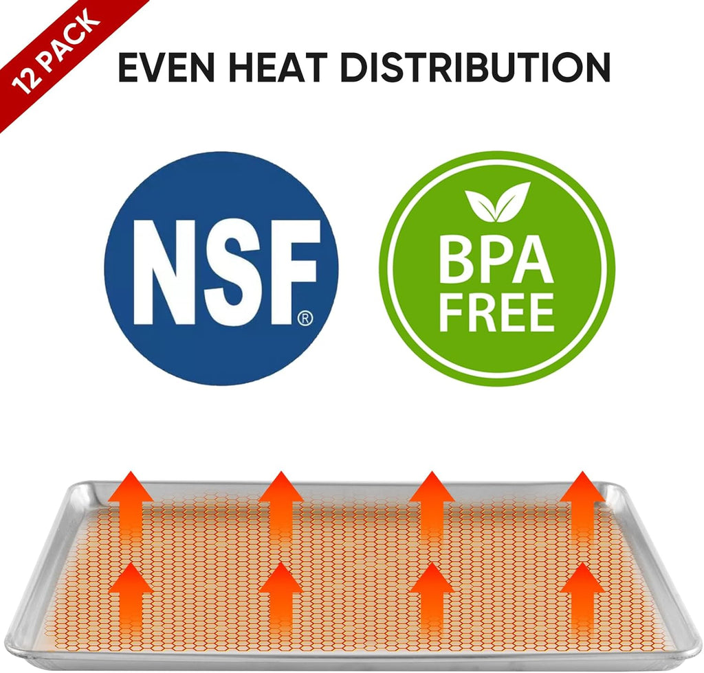 TENUP 12 Pack Aluminum Full Sheet Pan - Heavy Duty Baking Tray, 26" x 18", Warp-Resistant & Rust-Free