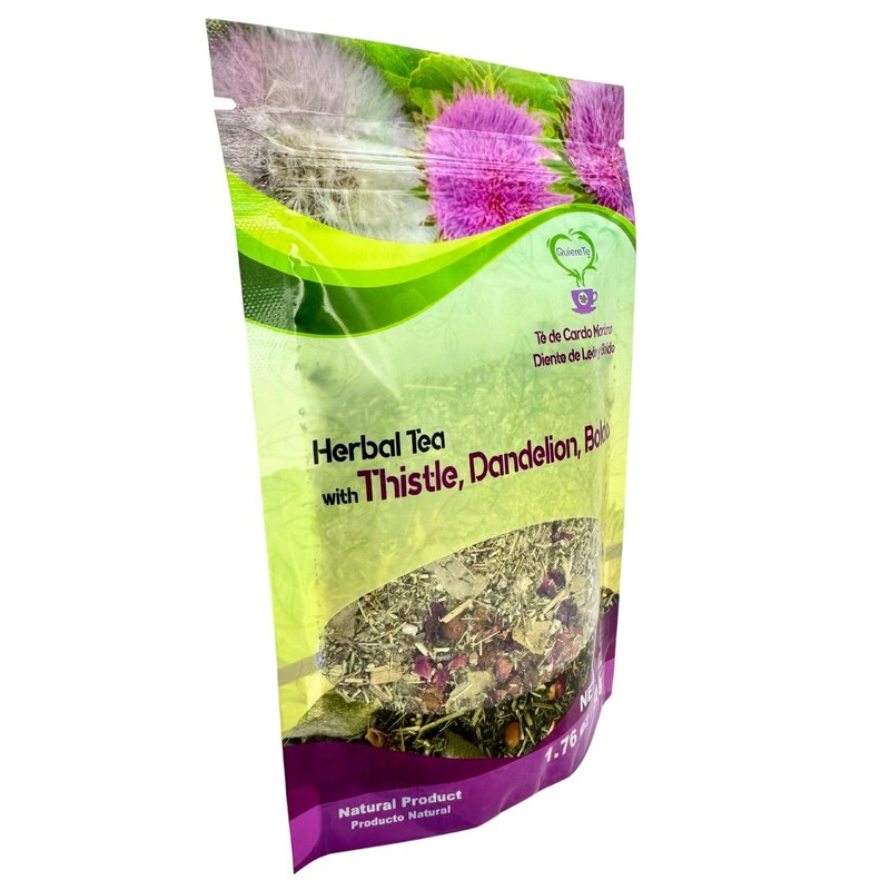 Cardo Mariano, Milk Thistle, Dandelion Root, Boldo Tea, Quiere Te 100% Natural, 1.76 Oz (50gr) Blend Herbal Tea for Liver Detox Support, Cleanse and Digest, Non-GMO, Sugar Free, Caffeine-Free, 1 Bag