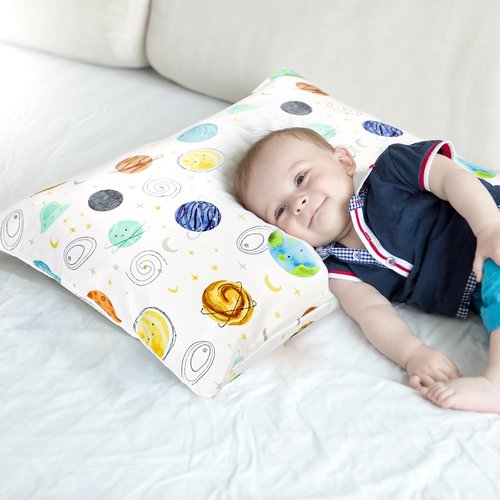 ManFaiSky 2 Pack Toddler Pillowcase, 13x18 Toddler Pillow Cases with Envelope Closure, Soft & Comfortable Travel Pillow Case Cover Boys Girls, Planets