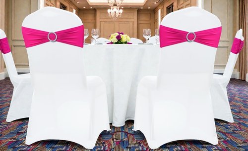 MDS Premium Spandex Chair Sashes - Stretchy Bow Covers with Buckle Slider | Pack of 100 - Magenta