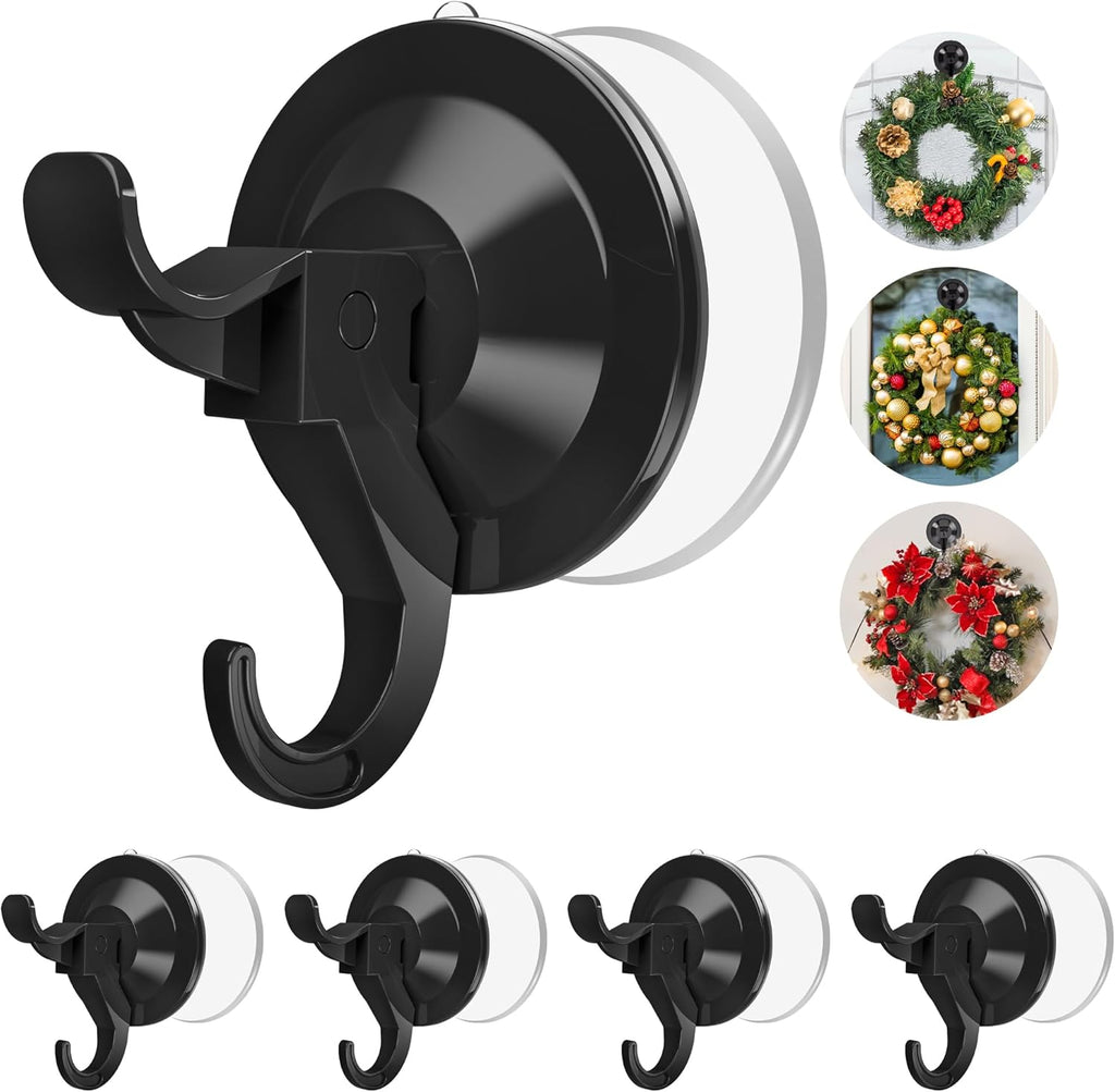 Skiennix Wreath Door Hanger - Heavy Duty Suction Cup Hooks | Removable Holders for Front Door & Window, 11 Lbs Capacity