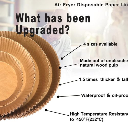 Large Air Fryer Disposable Paper Liners - 10 Inch Non-Stick Parchment Pads for 7qt Power XL Air Fryer