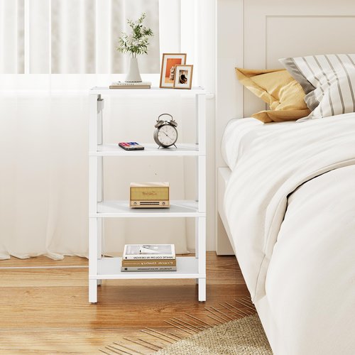 TUTOTAK Narrow Side Table with Charging Station,Small End Table with USB Ports and Outlets, Skinny Sofa Table, Slim Nightstand, Living Room, Bed Room, White TB01BW0802