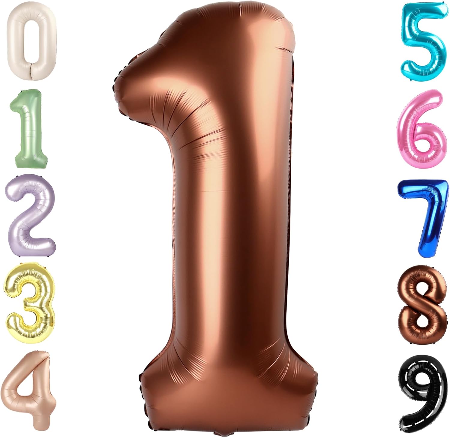 Number Balloons | 40-Inch Coffee Brown Balloon for 1st Birthday Party Decorations