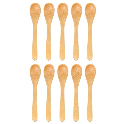 BambooMN Bamboo Spoons, Mini Salt Spoon/Tiny Wooden Spoons for Spices, 100pcs Carbonized Brown Oval 4.3"