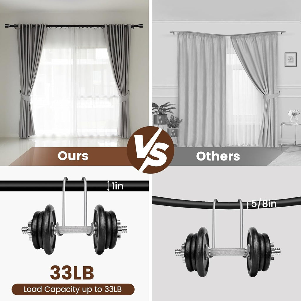 Skiennix Adjustable Curtain Rod - Heavy Duty 30-45 Inch Matte Black Splicing Metal for Windows