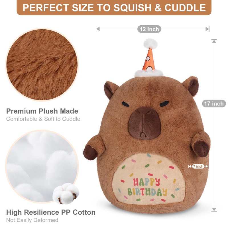 SuzziPals Capybara Stuffed Animal Pillow, Cute Plush Pillow for Cuddling, Capybara Plush Toy for Kids and Adults, Capybara Gifts