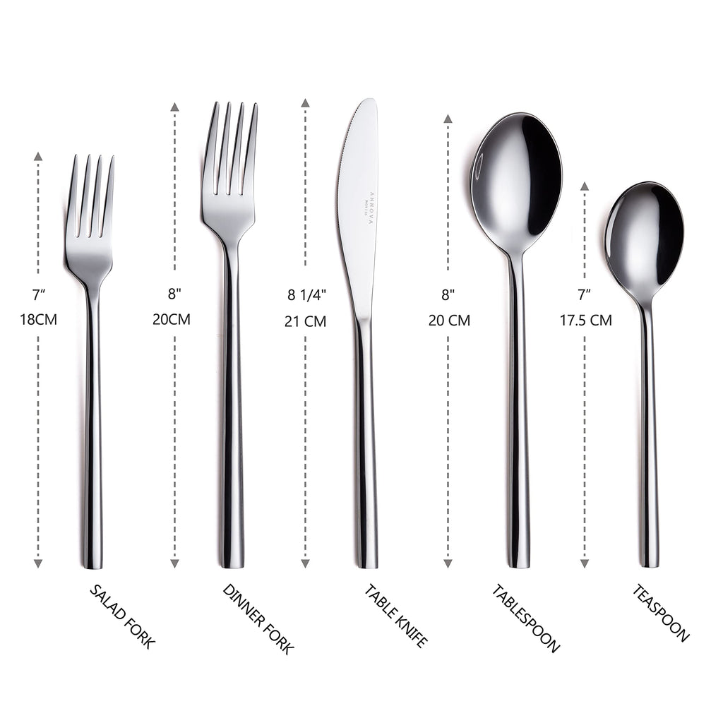ANNOVA 20 Piece Silverware Set, Service for 4, Premium Forged Stainless Steel Tableware Kitchen Flatware Set Utensils, Includes Dinner Knives, Forks, Spoons, Salad Forks & Dessert Spoons