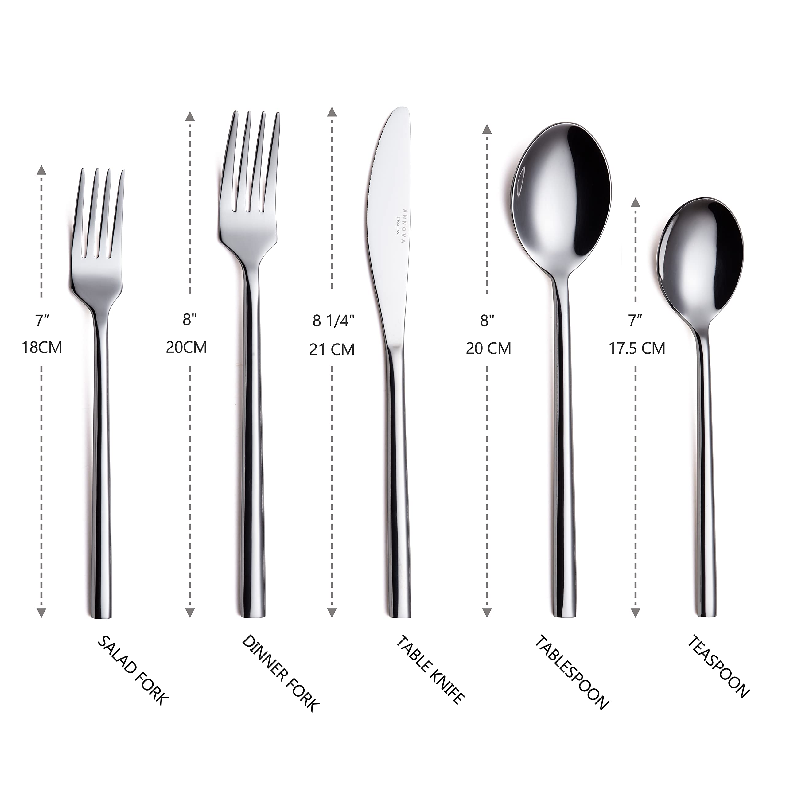 ANNOVA 20 Piece Silverware Set, Service for 4, Premium Forged Stainless Steel Tableware Kitchen Flatware Set Utensils, Includes Dinner Knives, Forks, Spoons, Salad Forks & Dessert Spoons