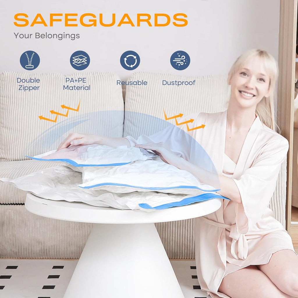 Vacbird Vacuum Seal Bags - 22 Pack Space Saver Storage Bags with Electric Pump for Clothes & Comforters