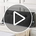 Queen Wedge Headboard Pillow - Dark Grey Backrest Cushion with Side Pockets