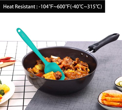 HOTEC Silicone Rubber Spatula Set - Heat Resistant 600℉, Non-Stick, BPA-Free | Multicolor, Set of 5