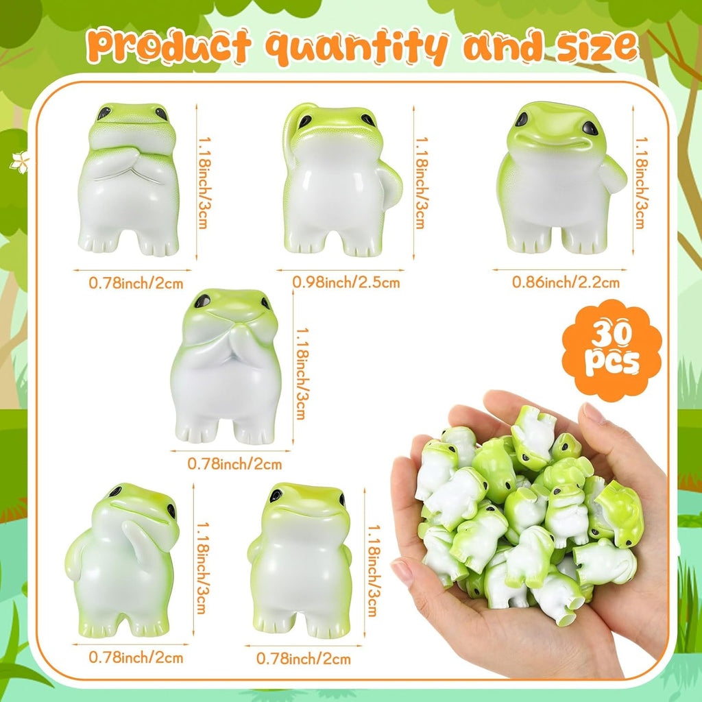 Novabright Mini Resin Frog Figurines - 30 Pcs Cute Decorations for Fairy Gardens & Home Decor