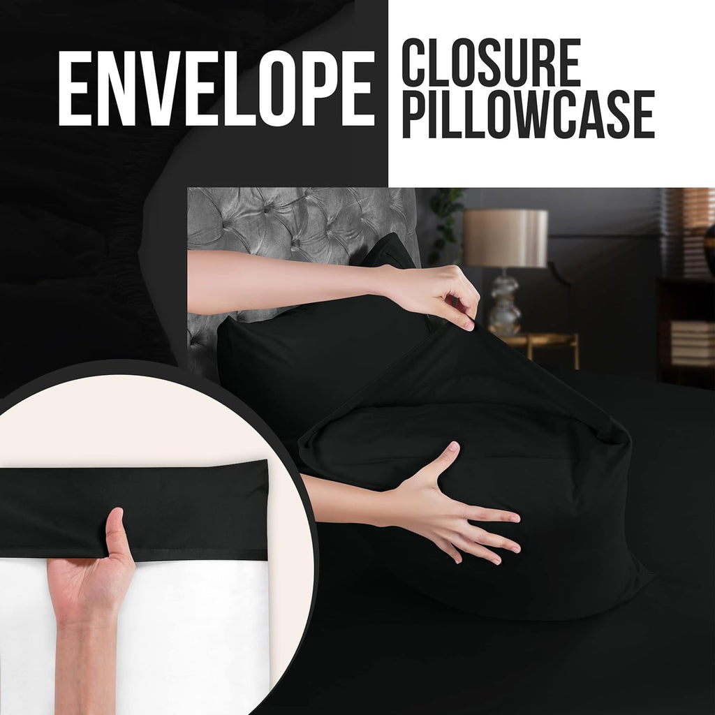 Utopia Bedding Queen Pillow Cases - Soft Brushed Microfiber - 12 Pack, Fade Resistant | 20 x 30 Inches, Black