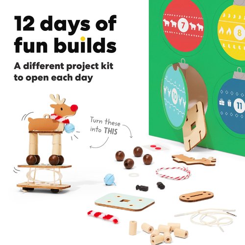 KiwiCo 12 Day Advent Ornaments | Build Your Own Christmas Tree Ornaments | Crackling Fireplace, Spinning Tree, Ringing Bells and More | 2025 Advent Ornaments Gifts for Ages 5+