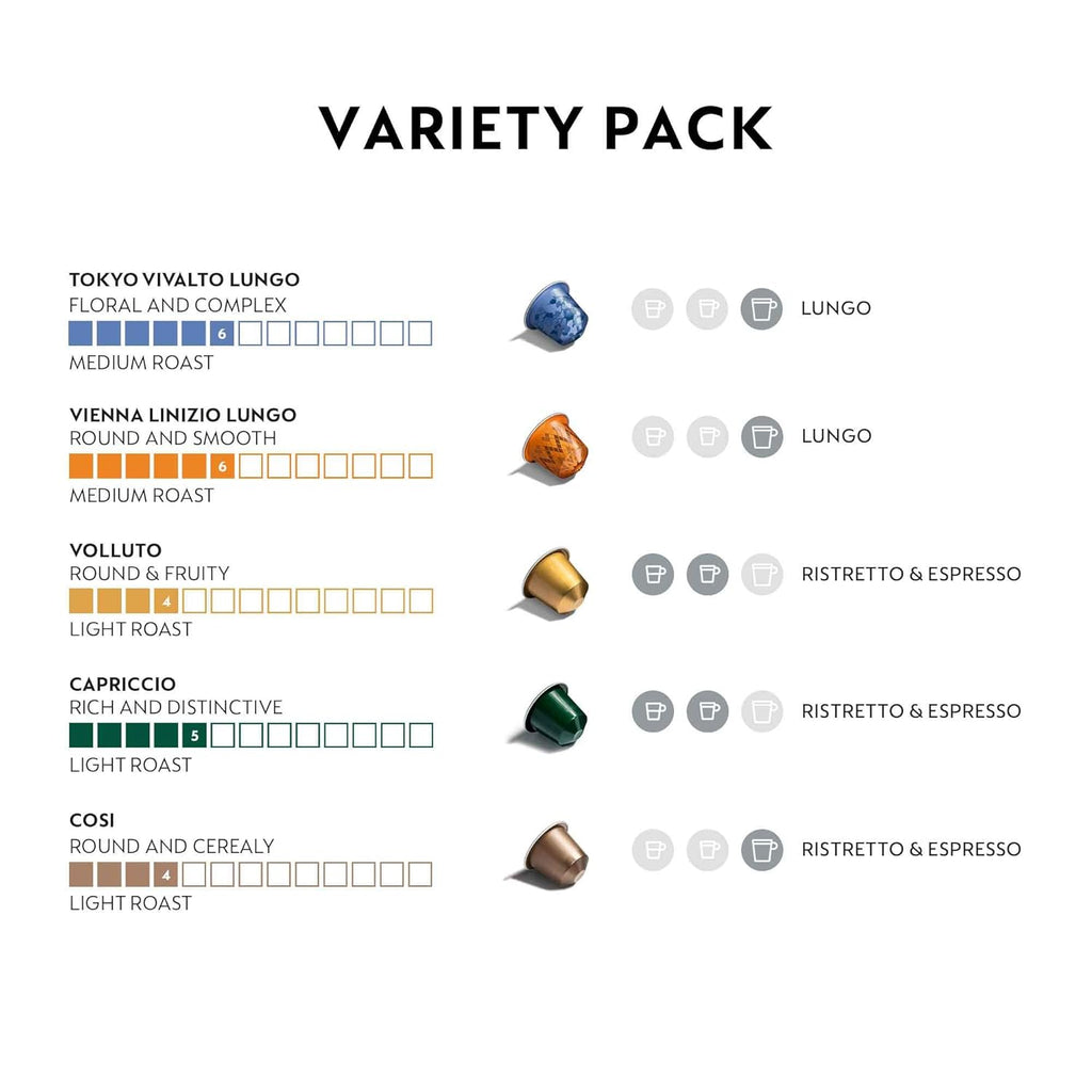 Nespresso Capsules - Mild Roast Coffee Variety Pack | 50 Count Original Line Pods