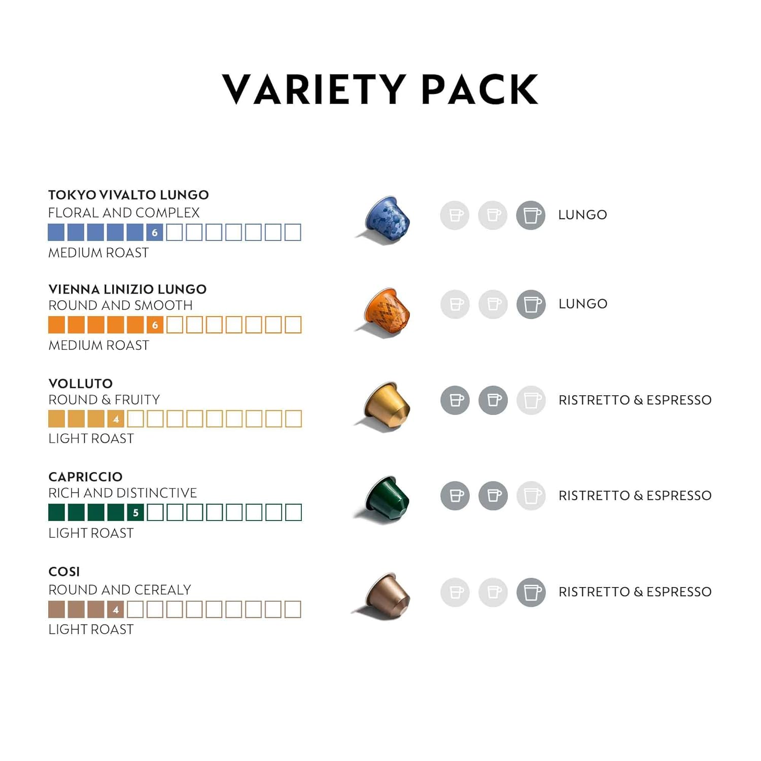 Nespresso Capsules - Mild Roast Coffee Variety Pack | 50 Count Original Line Pods
