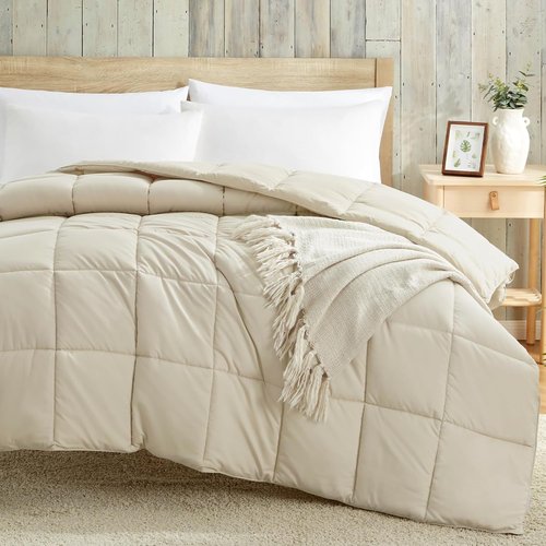 Homelike Moment King Size Comforter - Lightweight Beige Down Alternative Duvet Insert for All Seasons