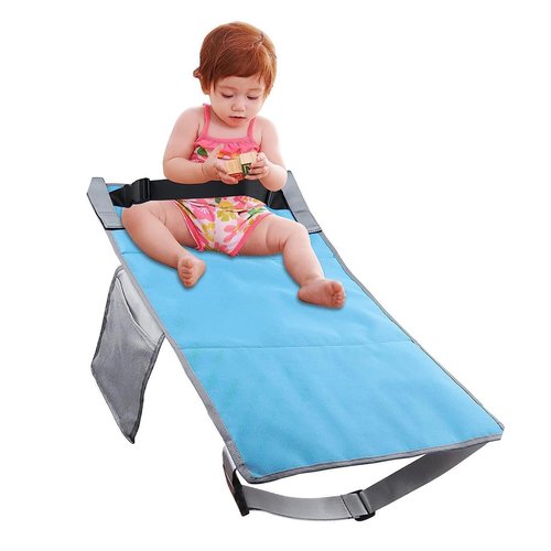 ZIZEV Childrens Airplane Bed, Nylon Airplane Seat Extender for Travel for Boys and Girls (Blue)