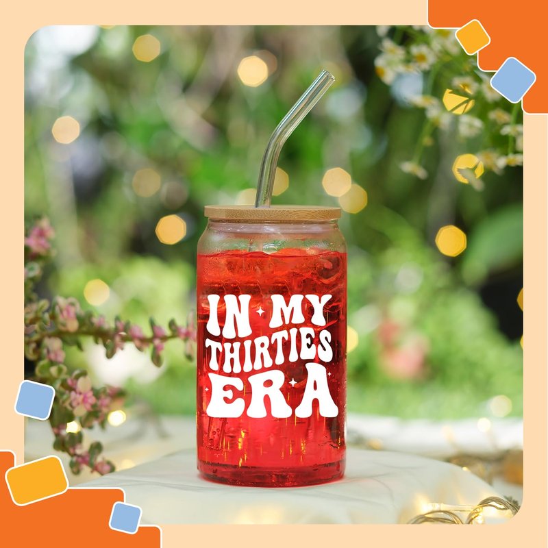 NewEleven 30th Birthday Gifts For Women - 30s Birthday Decorations - 30 Year Old Gift For Her, Woman, Sister, Mom, Daughter, Best Friend - In My Thirties Era Glass - 16 Oz Coffee Glass