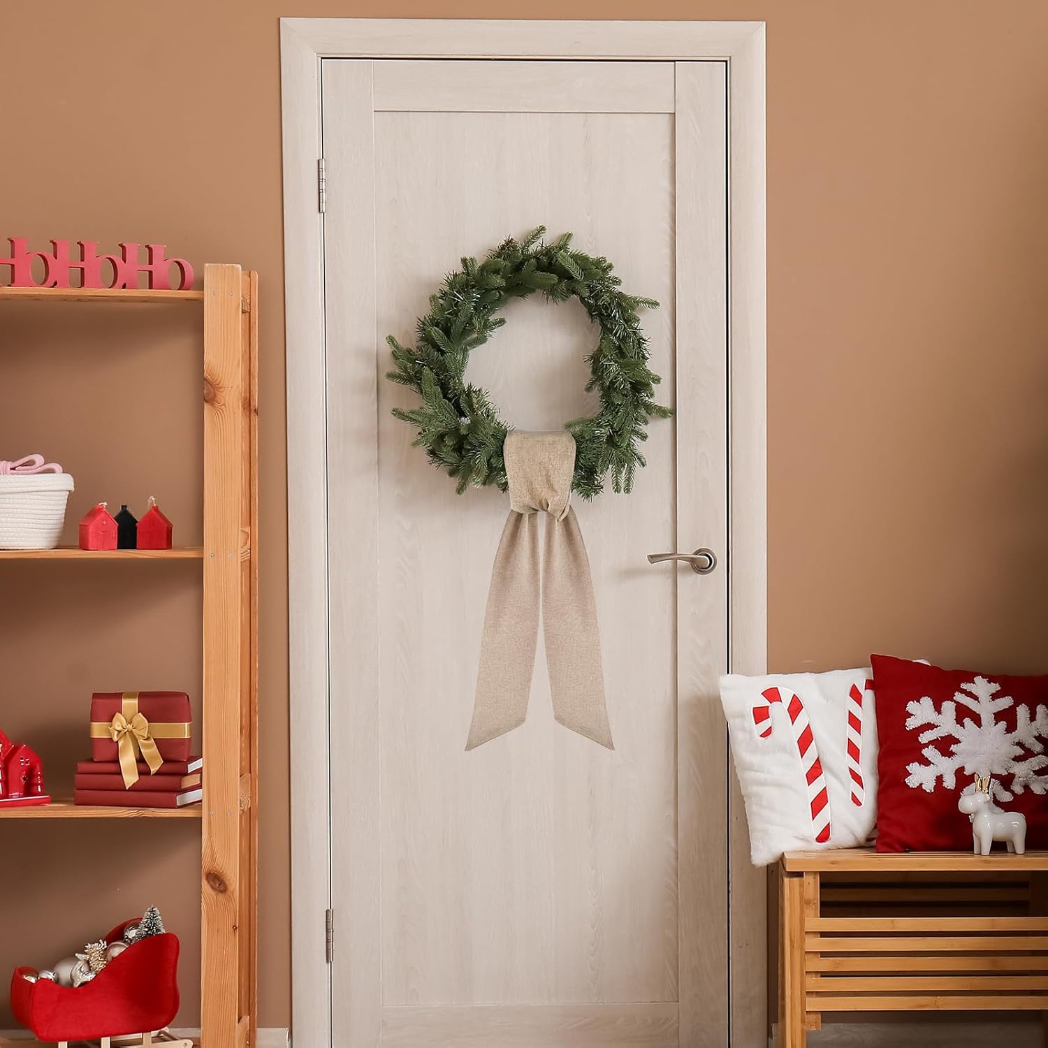 Rustic Wreath Sash by [Brand Name] - 2 Pcs 55.5 Inch Plain Boho Decor for Front Door & Porch