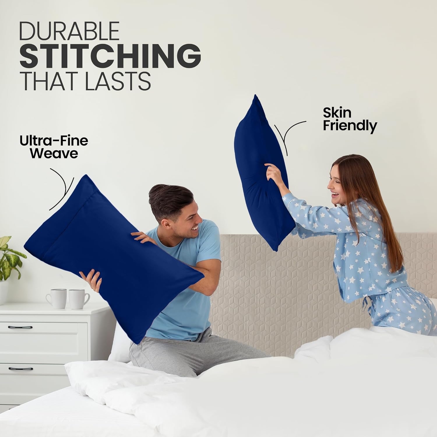 Utopia Bedding Standard Pillow Cases - Soft Brushed Microfiber - 2 Pack, Royal Blue - 20 X 26 Inches