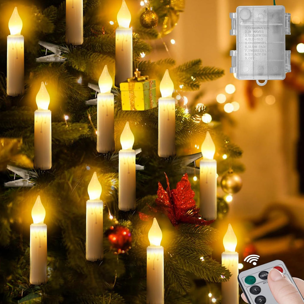 Skiennix Flameless LED Candle Lights - 20PCS Battery Operated with Remote & 8 Modes | Waterproof for Christmas Trees