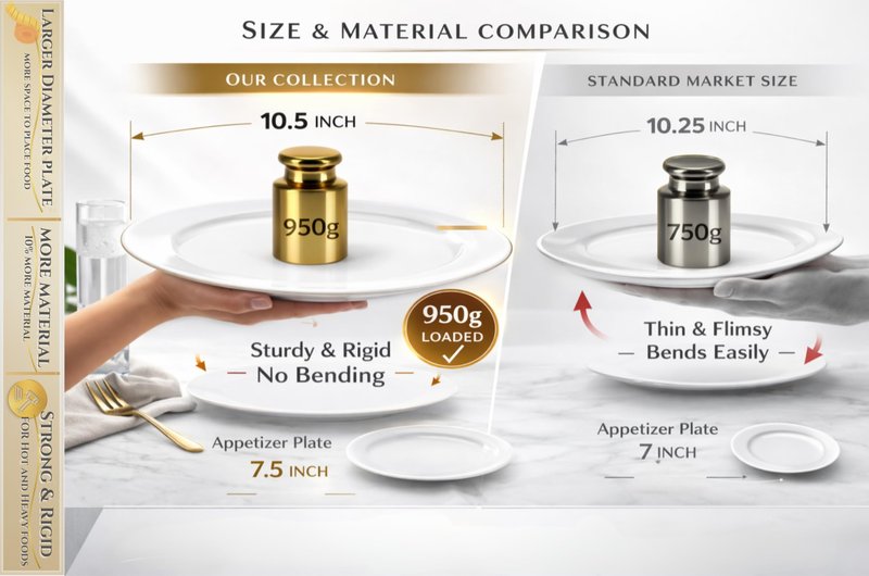 OCCASIONS 80 Plates Pack,(40 Guests) Heavyweight Premium Wedding Party Disposable Plastic Plates Set -40 x 10.5'' Dinner + 40 x 7.5'' Salad/Dessert (White & Gold Rim)