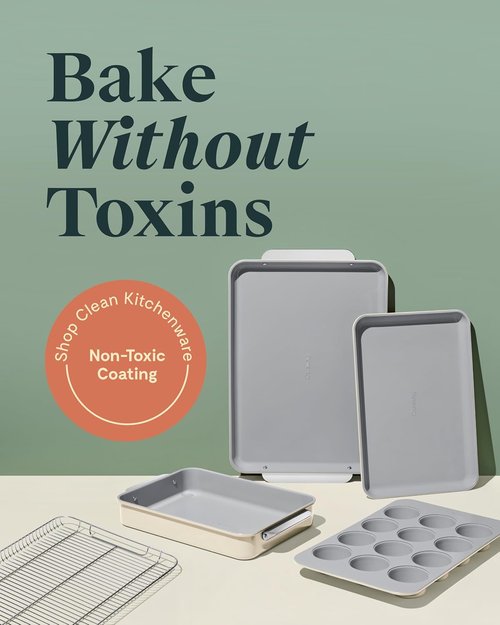 Caraway Nonstick Ceramic Bakeware Set - 5 Pieces of Assorted Baking Pans & Sheets | Non-Toxic, Gray