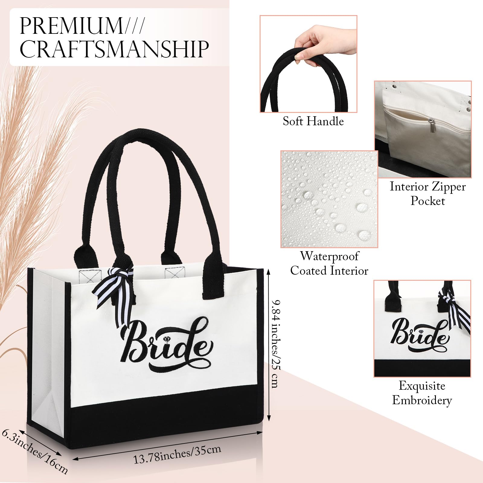 Sweetude 20 Pcs Bride Canvas Tote Bag Bulk with Makeup Bags Gifts for Bride Bridesmaid Tribe Wedding Engagement Bridal Shower