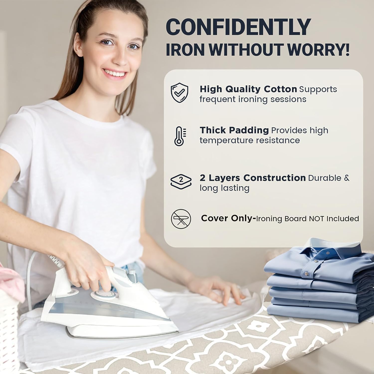 UniSimp Small Ironing Board Cover - Heat Resistant Cotton Canvas Pad | 12.5"x30" Geometric Design
