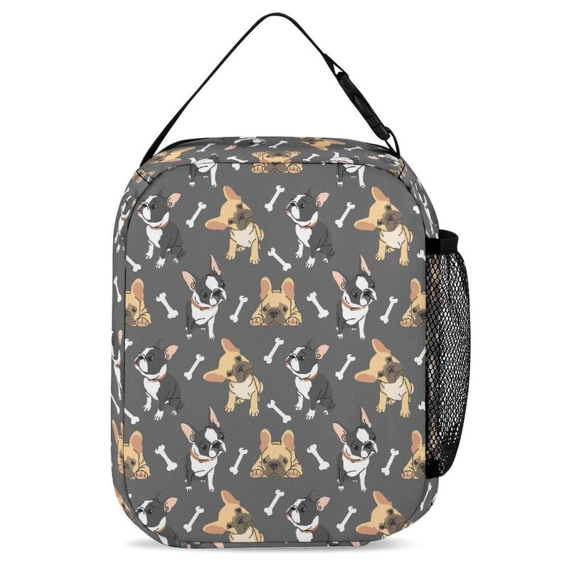Homieblanket French Bulldog Backpack with Lunch Box & Pencil Case, 16 Inch Cute Dogs Themed Bookbag, Adjustable Lightweight, Colorful Backpacks Set for Kids Girls Boys