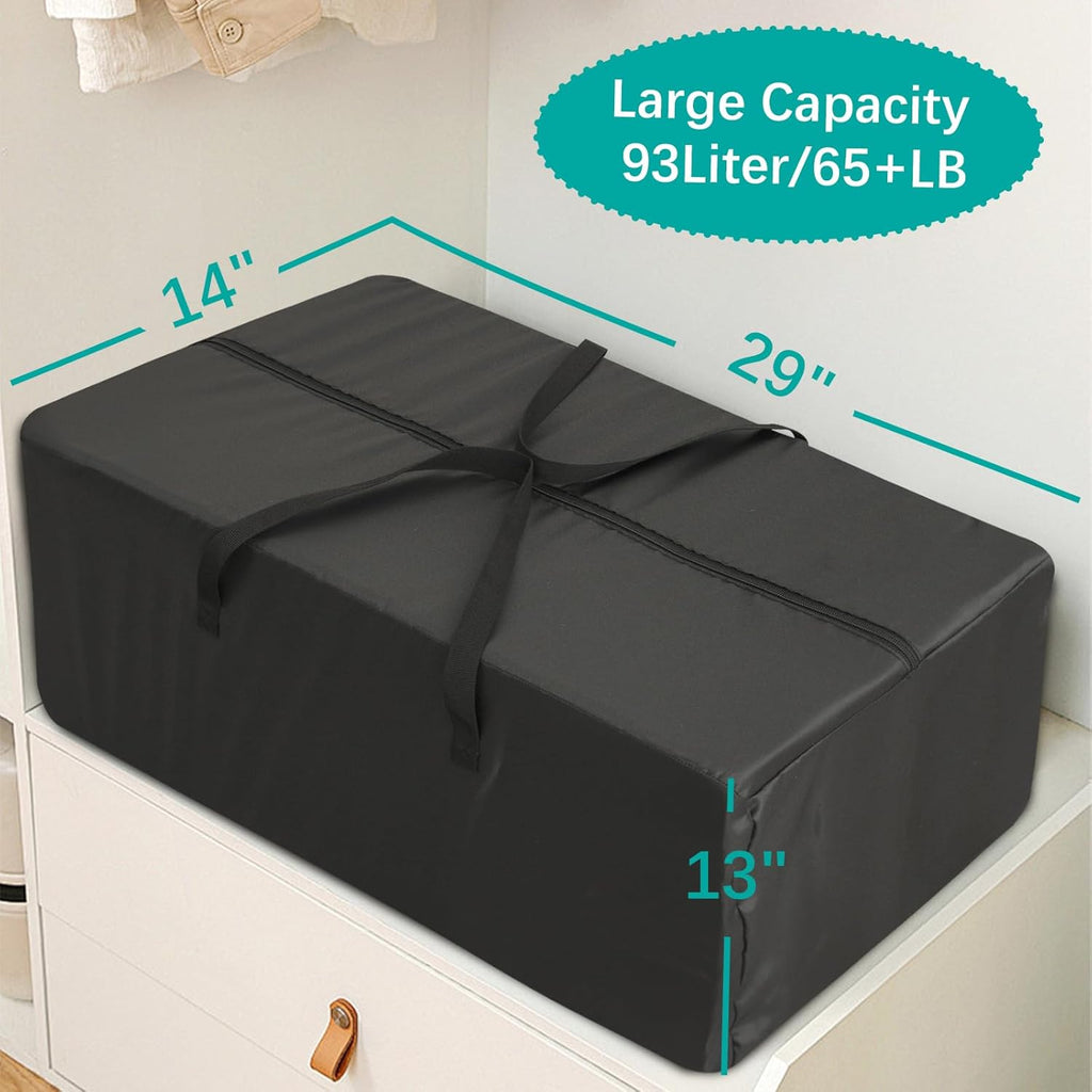 Skiennix Heavy Duty Moving Bags - Reinforced Zipper & Handles | Durable Storage Totes - 6 Pack, Black