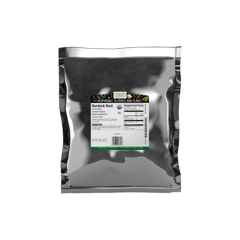 Frontier Organic Burdock Root, 1-Pound Bulk Bag, Common in Root Beer Recipes, Cut & Sifted, Sustainable Grown, Kosher (Packaging May vary)