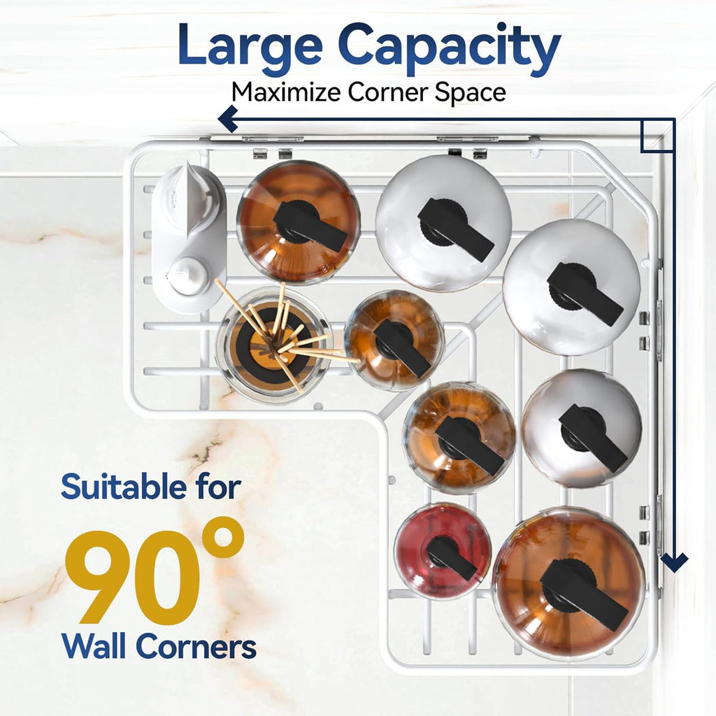 YASONIC Corner Shower Caddy - 5-Pack Rustproof Stainless Steel Organizer with Soap Holder | No Drilling, White