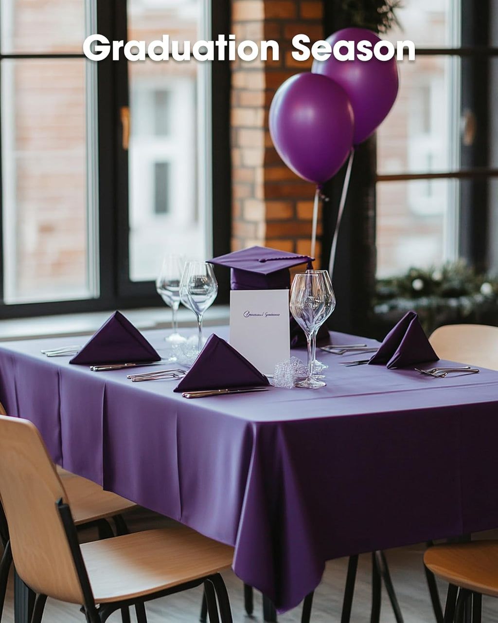 Pureegg Disposable Plastic Tablecloths - Leakproof & Sturdy, 54 x 108 Inch, Purple | 8 Pack for Graduation Party